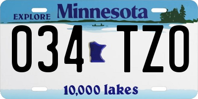 MN license plate 034TZO