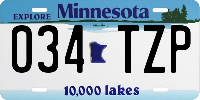 MN license plate 034TZP