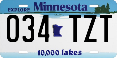 MN license plate 034TZT
