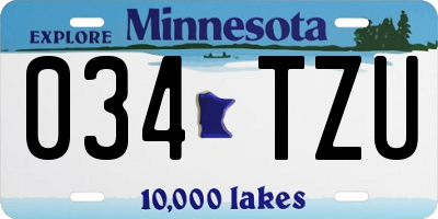 MN license plate 034TZU