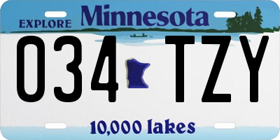 MN license plate 034TZY