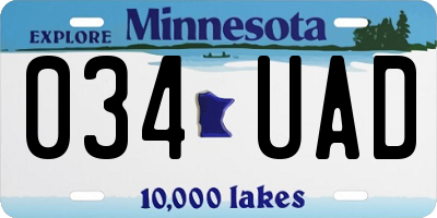MN license plate 034UAD
