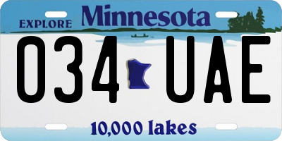 MN license plate 034UAE