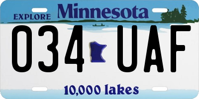 MN license plate 034UAF