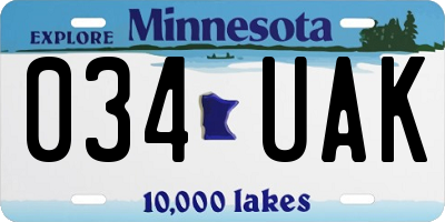 MN license plate 034UAK
