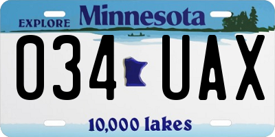 MN license plate 034UAX