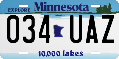 MN license plate 034UAZ