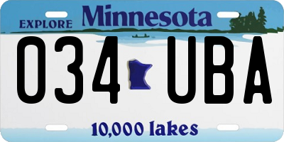 MN license plate 034UBA