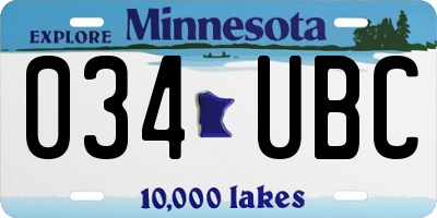 MN license plate 034UBC
