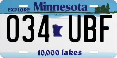 MN license plate 034UBF