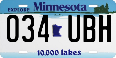 MN license plate 034UBH