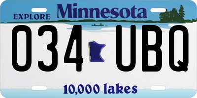 MN license plate 034UBQ