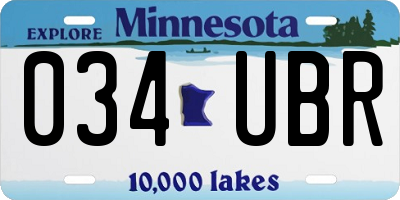 MN license plate 034UBR