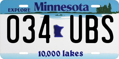MN license plate 034UBS