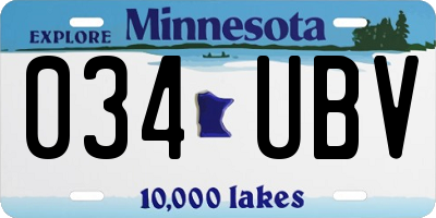 MN license plate 034UBV