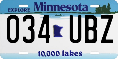 MN license plate 034UBZ