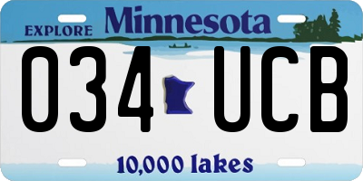 MN license plate 034UCB