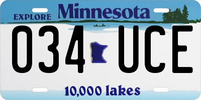 MN license plate 034UCE