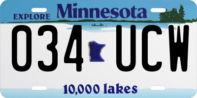 MN license plate 034UCW