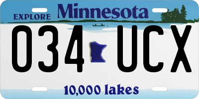 MN license plate 034UCX