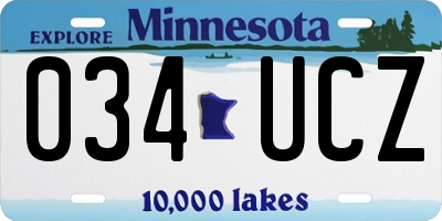 MN license plate 034UCZ