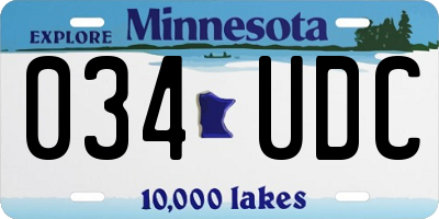 MN license plate 034UDC