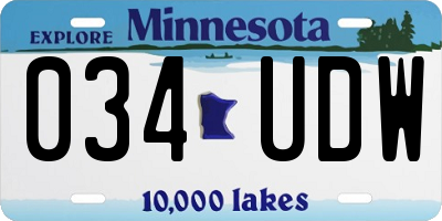 MN license plate 034UDW