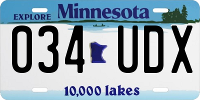 MN license plate 034UDX