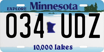 MN license plate 034UDZ