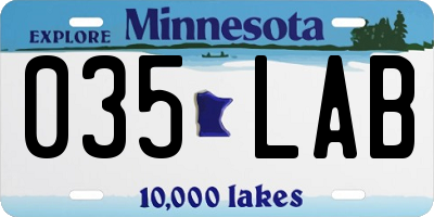 MN license plate 035LAB