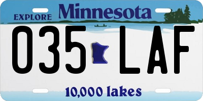 MN license plate 035LAF