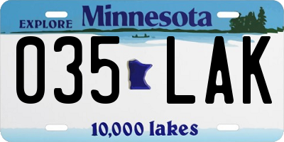 MN license plate 035LAK