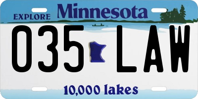 MN license plate 035LAW