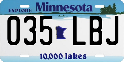 MN license plate 035LBJ