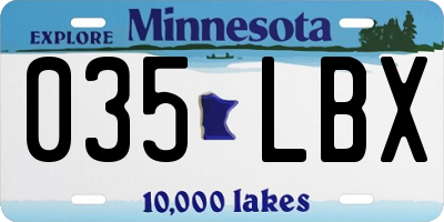 MN license plate 035LBX