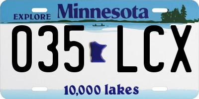 MN license plate 035LCX