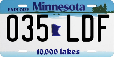 MN license plate 035LDF