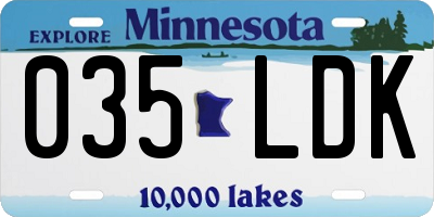 MN license plate 035LDK