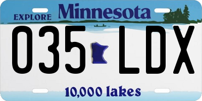 MN license plate 035LDX