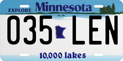 MN license plate 035LEN