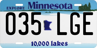MN license plate 035LGE