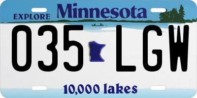 MN license plate 035LGW