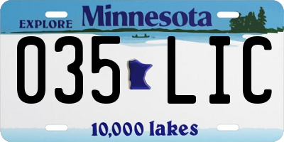 MN license plate 035LIC