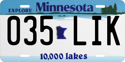 MN license plate 035LIK