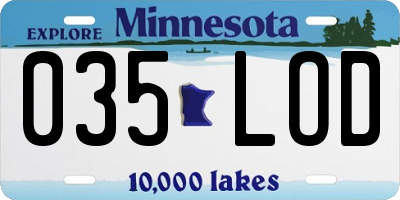MN license plate 035LOD
