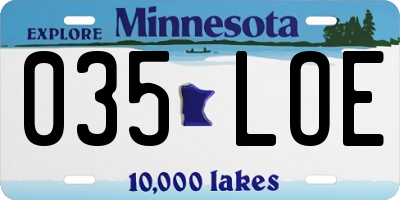 MN license plate 035LOE