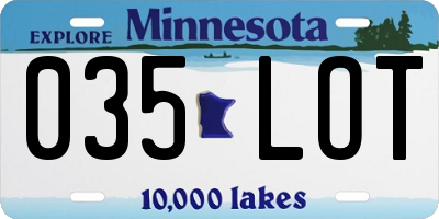 MN license plate 035LOT