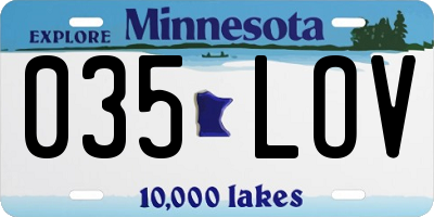 MN license plate 035LOV