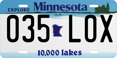 MN license plate 035LOX