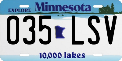 MN license plate 035LSV